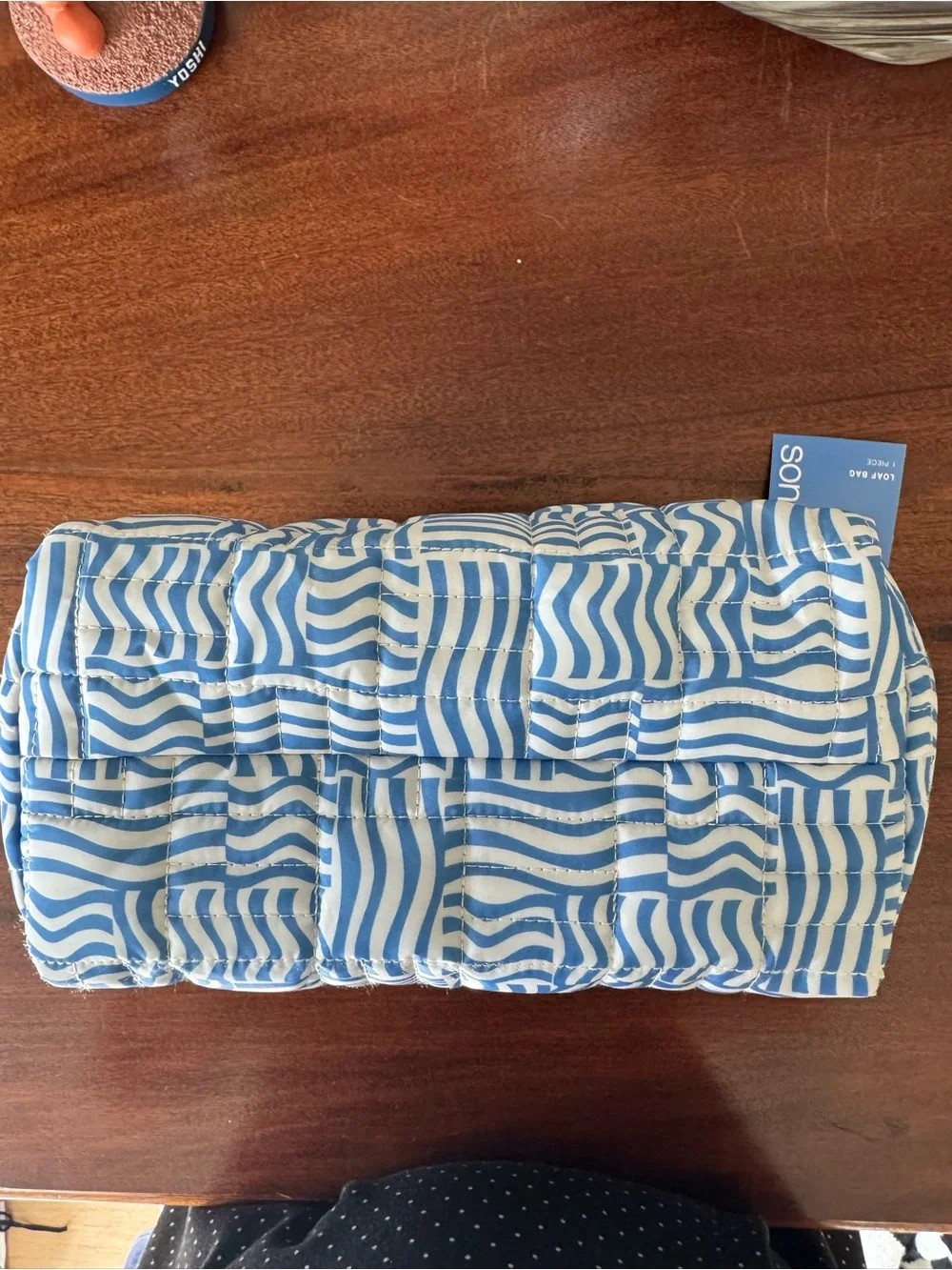 Sonia Kashuk NWT Blue and White Quilted Wave-Pattern Pouch